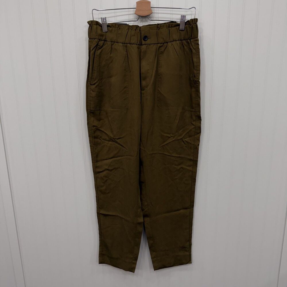 Banana Republic Women's Medium Green Paperbag Elastic Waist Tapered Pants NWT